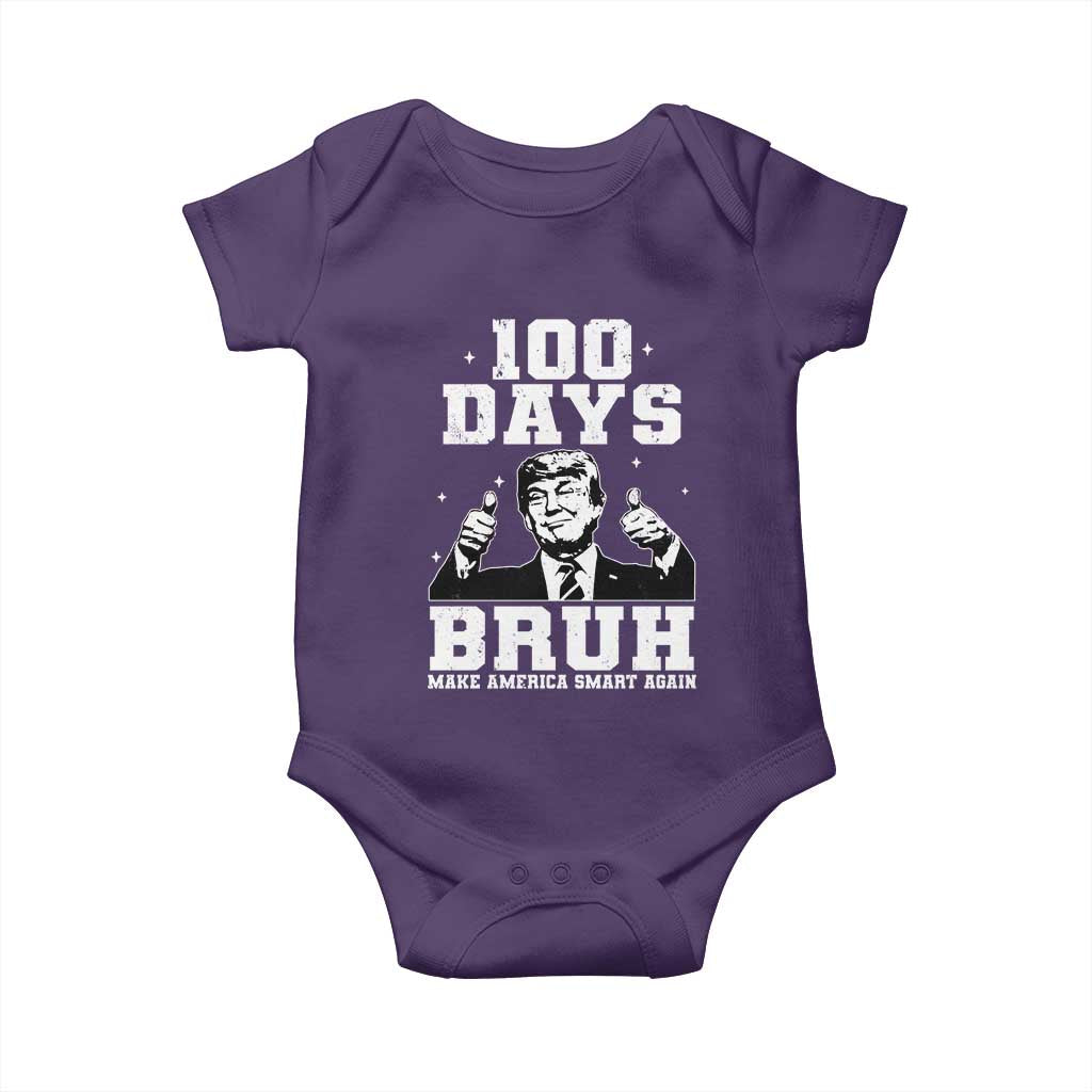 100th Day Of School Funny Trump Baby Onesie 100 Days Bruh TS09 Purple Print Your Wear