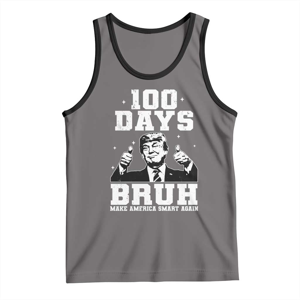 100th Day Of School Funny Trump Tank Top 100 Days Bruh TS09 Deep Heather Black Print Your Wear