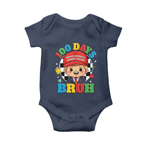 Funny 100 Days Of School Trump Baby Onesie Make America Smart Again TS09 Navy Print Your Wear
