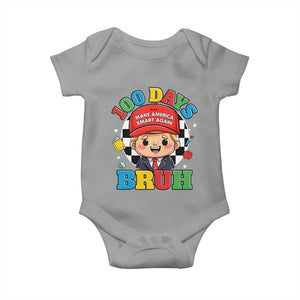 Funny 100 Days Of School Trump Baby Onesie Make America Smart Again TS09 Sport Gray Print Your Wear