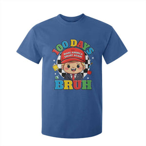 Funny 100 Days Of School Trump T Shirt For Kid Make America Smart Again TS09 Royal Blue Print Your Wear