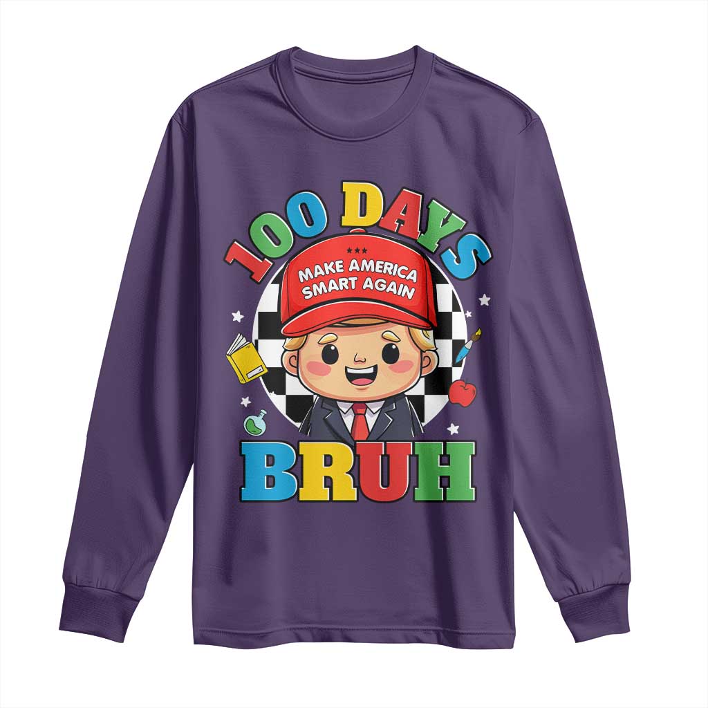 Funny 100 Days Of School Trump Long Sleeve Shirt Make America Smart Again TS09 Purple Print Your Wear
