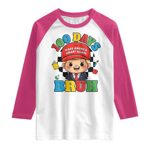 Funny 100 Days Of School Trump Raglan Shirt Make America Smart Again TS09 White Heliconia Print Your Wear