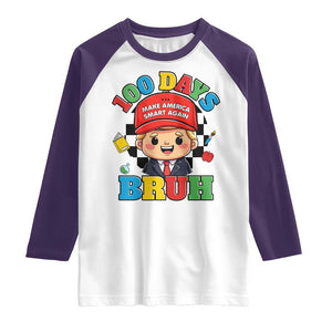 Funny 100 Days Of School Trump Raglan Shirt Make America Smart Again TS09 White Purple Print Your Wear