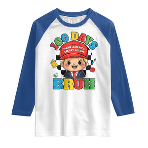 Funny 100 Days Of School Trump Raglan Shirt Make America Smart Again TS09 White Royal Print Your Wear