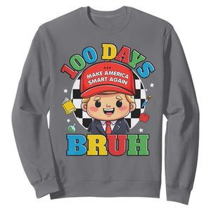 Funny 100 Days Of School Trump Sweatshirt Make America Smart Again TS09 Charcoal Print Your Wear