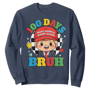 Funny 100 Days Of School Trump Sweatshirt Make America Smart Again TS09 Navy Print Your Wear