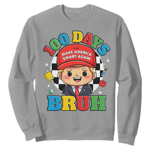 Funny 100 Days Of School Trump Sweatshirt Make America Smart Again TS09 Sport Gray Print Your Wear