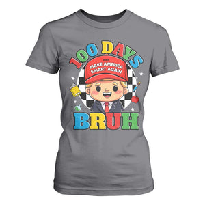Funny 100 Days Of School Trump T Shirt For Women Make America Smart Again TS09 Charcoal Print Your Wear