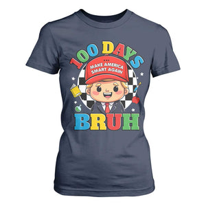 Funny 100 Days Of School Trump T Shirt For Women Make America Smart Again TS09 Navy Print Your Wear