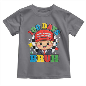 Funny 100 Days Of School Trump Toddler T Shirt Make America Smart Again TS09 Charcoal Print Your Wear