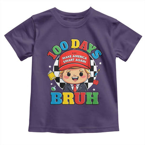 Funny 100 Days Of School Trump Toddler T Shirt Make America Smart Again TS09 Purple Print Your Wear