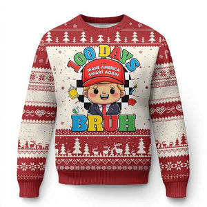 Funny 100 Days Of School Trump Ugly Christmas Sweater Make America Smart Again TS09 Red Print Your Wear