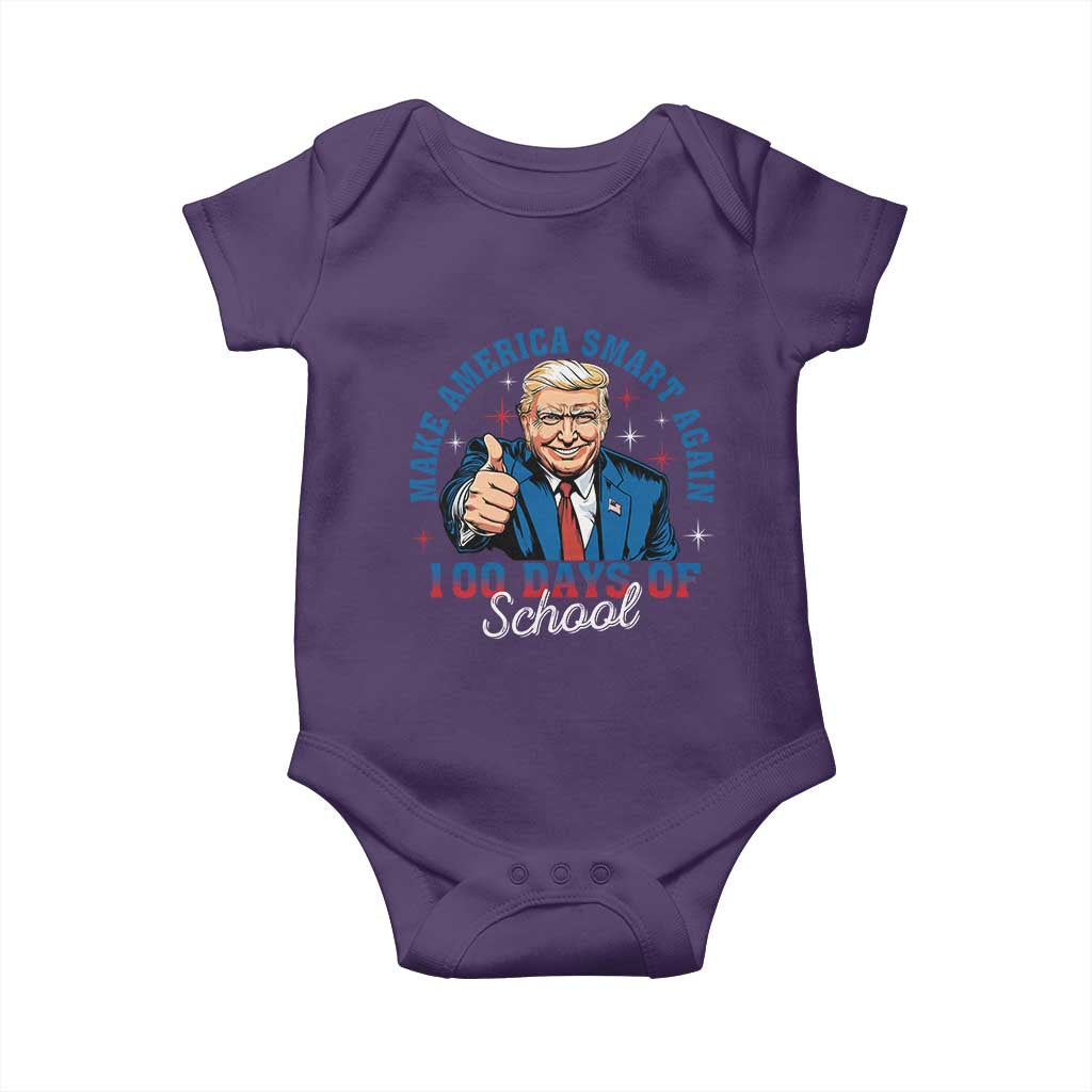 Funny 100th Day Of School Trump Baby Onesie Make America Smart Again TS09 Purple Print Your Wear