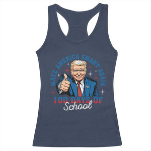 Funny 100th Day Of School Trump Racerback Tank Top Make America Smart Again TS09 Navy Print Your Wear