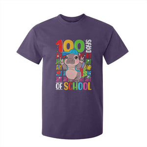 Funny 100th Day Of School Moo Deng T Shirt For Kid Cute Baby Hippo Colorful 100 Days TS09 Purple Print Your Wear