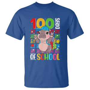 Funny 100th Day Of School Moo Deng T Shirt Cute Baby Hippo Colorful 100 Days TS09 Royal Blue Print Your Wear