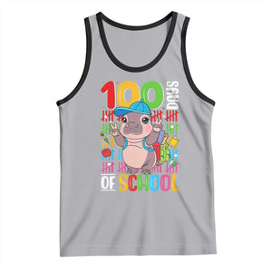 Funny 100th Day Of School Moo Deng Tank Top Cute Baby Hippo Colorful 100 Days TS09 Athletic Heather Black Print Your Wear
