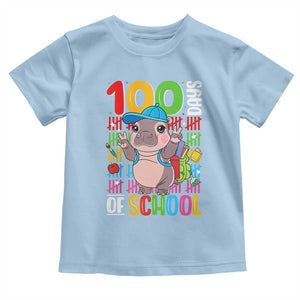 Funny 100th Day Of School Moo Deng Toddler T Shirt Cute Baby Hippo Colorful 100 Days TS09 Light Blue Print Your Wear