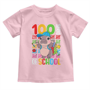 Funny 100th Day Of School Moo Deng Toddler T Shirt Cute Baby Hippo Colorful 100 Days TS09 Light Pink Print Your Wear