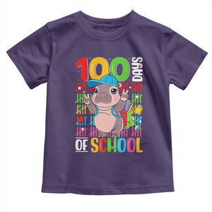 Funny 100th Day Of School Moo Deng Toddler T Shirt Cute Baby Hippo Colorful 100 Days TS09 Purple Print Your Wear