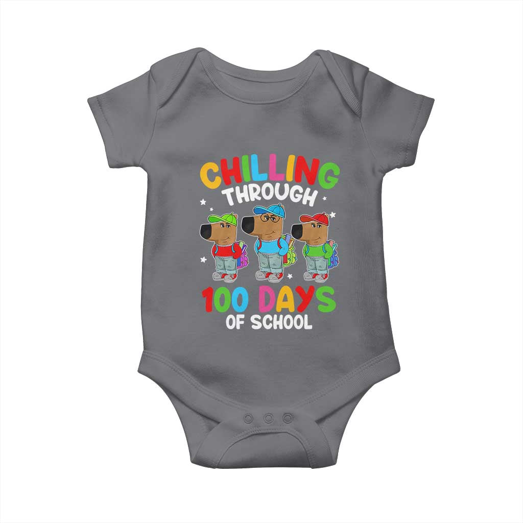 Funny Chilling Through 100 Days Of school Baby Onesie TS09 Charcoal Print Your Wear
