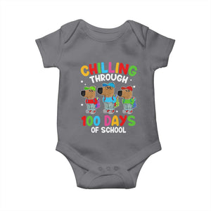 Funny Chilling Through 100 Days Of school Baby Onesie TS09 Charcoal Print Your Wear