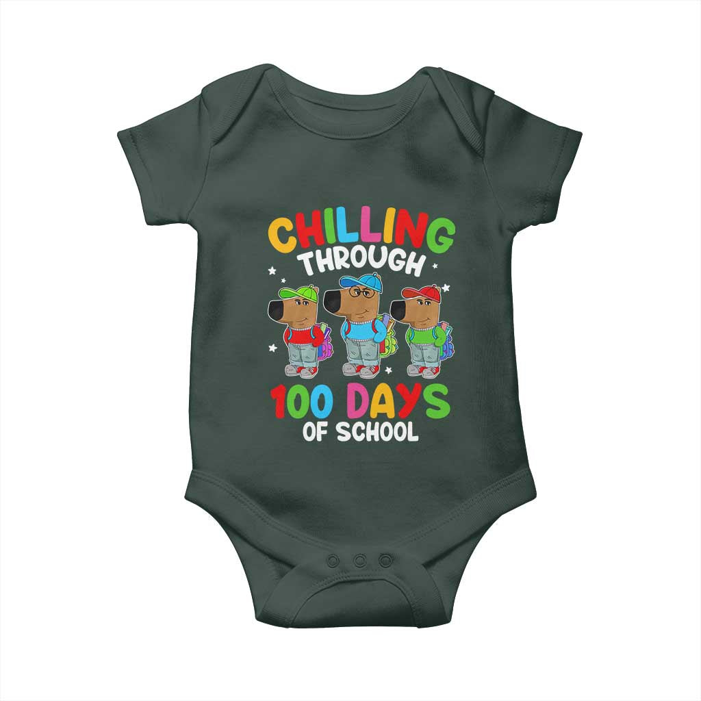 Funny Chilling Through 100 Days Of school Baby Onesie TS09 Print Your Wear