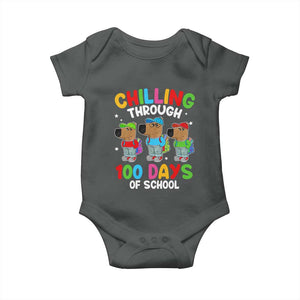Funny Chilling Through 100 Days Of school Baby Onesie TS09 Dark Heather Print Your Wear
