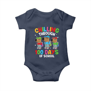 Funny Chilling Through 100 Days Of school Baby Onesie TS09 Navy Print Your Wear