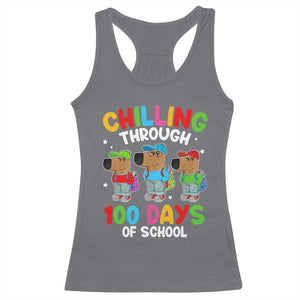 Funny Chilling Through 100 Days Of school Racerback Tank Top TS09 Charcoal Print Your Wear