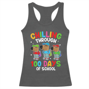 Funny Chilling Through 100 Days Of school Racerback Tank Top TS09 Dark Heather Print Your Wear