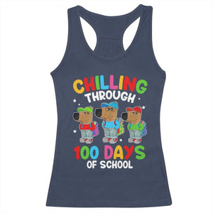 Funny Chilling Through 100 Days Of school Racerback Tank Top TS09 Navy Print Your Wear