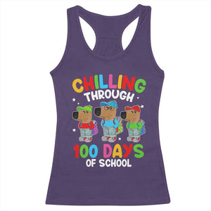 Funny Chilling Through 100 Days Of school Racerback Tank Top TS09 Purple Print Your Wear