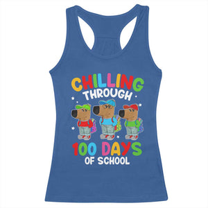 Funny Chilling Through 100 Days Of school Racerback Tank Top TS09 Royal Blue Print Your Wear