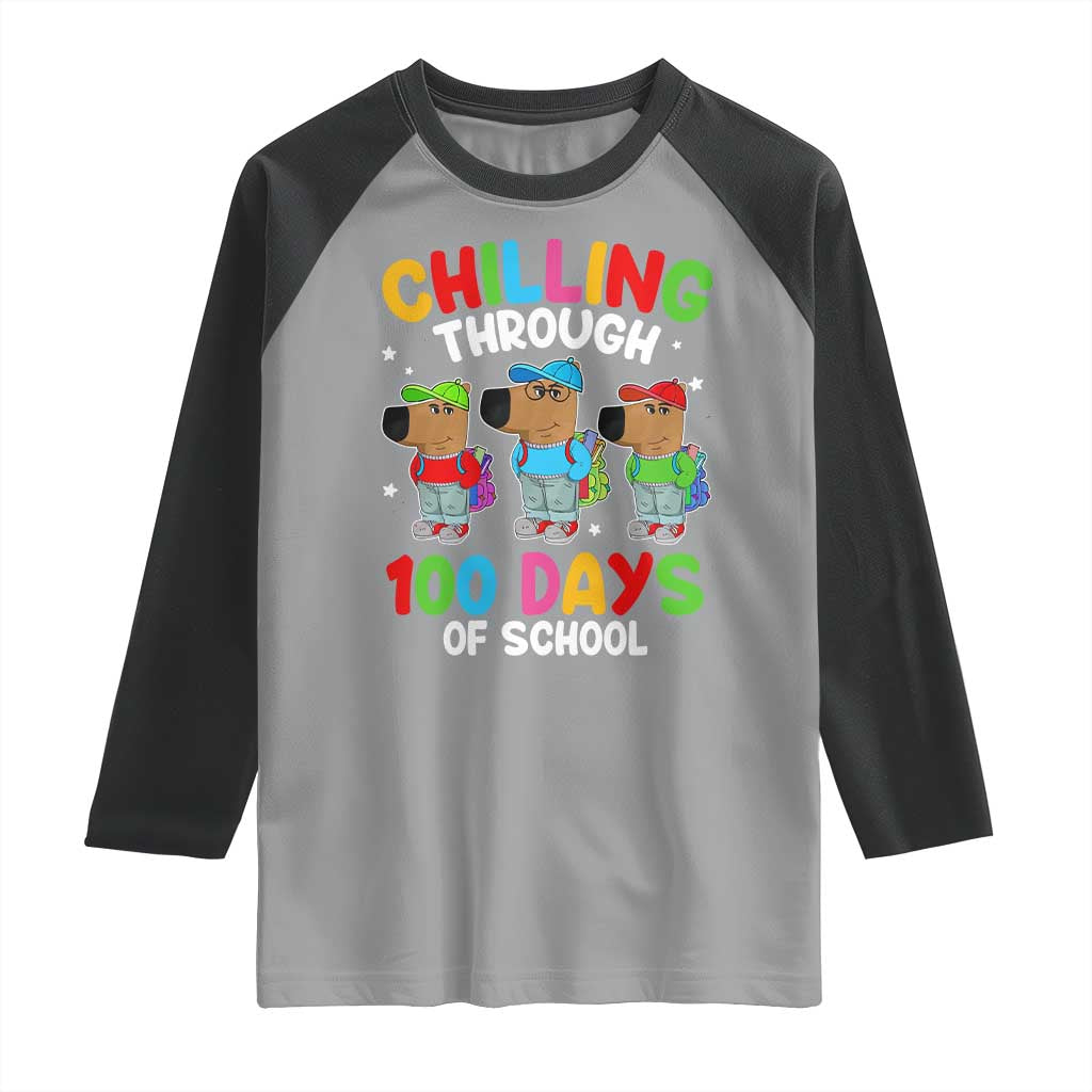 Funny Chilling Through 100 Days Of school Raglan Shirt TS09 Sport Gray Black Print Your Wear