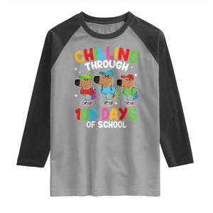 Funny Chilling Through 100 Days Of school Raglan Shirt TS09 Sport Gray Black Print Your Wear