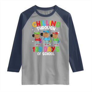 Funny Chilling Through 100 Days Of school Raglan Shirt TS09 Sport Gray Navy Print Your Wear