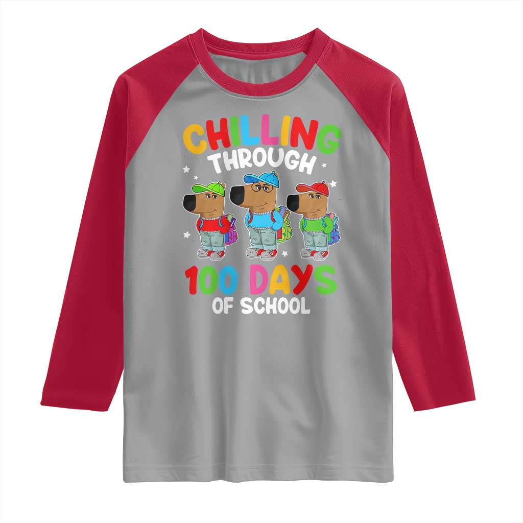 Funny Chilling Through 100 Days Of school Raglan Shirt TS09 Sport Gray Red Print Your Wear