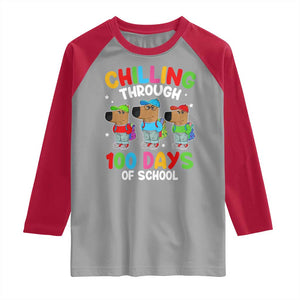 Funny Chilling Through 100 Days Of school Raglan Shirt TS09 Sport Gray Red Print Your Wear