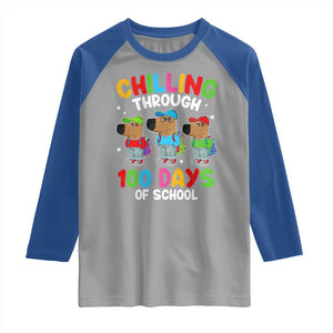Funny Chilling Through 100 Days Of school Raglan Shirt TS09 Sport Gray Royal Print Your Wear