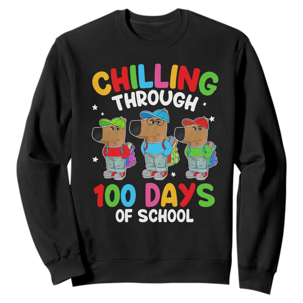 Funny Chilling Through 100 Days Of school Sweatshirt TS09 Black Print Your Wear