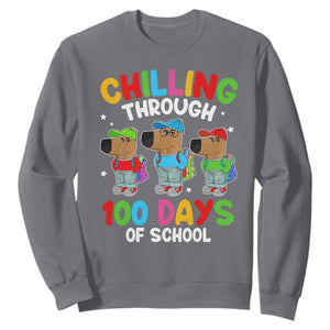 Funny Chilling Through 100 Days Of school Sweatshirt TS09 Charcoal Print Your Wear