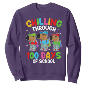 Funny Chilling Through 100 Days Of school Sweatshirt TS09 Purple Print Your Wear