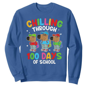 Funny Chilling Through 100 Days Of school Sweatshirt TS09 Royal Blue Print Your Wear
