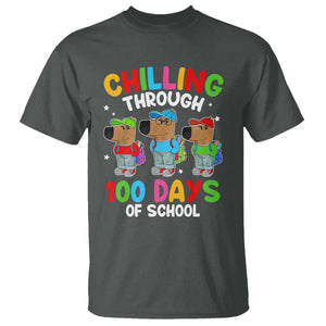 Funny Chilling Through 100 Days Of school T Shirt TS09 Dark Heather Print Your Wear