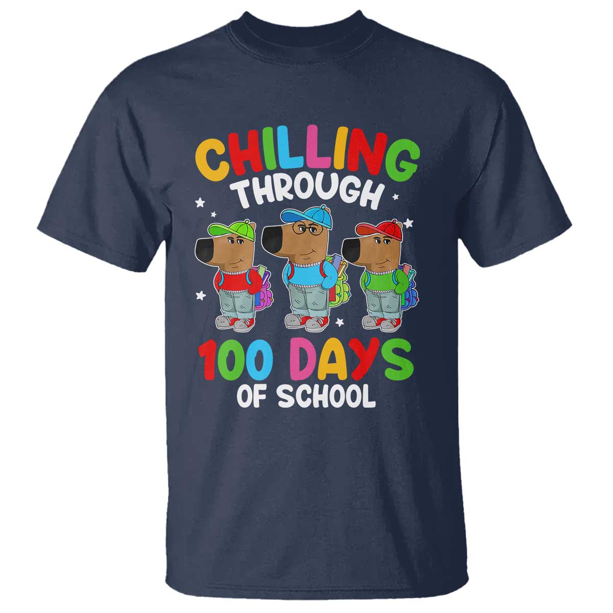Funny Chilling Through 100 Days Of school T Shirt TS09 Navy Print Your Wear