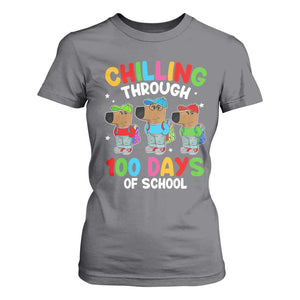 Funny Chilling Through 100 Days Of school T Shirt For Women TS09 Charcoal Print Your Wear