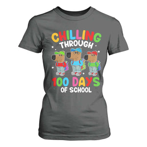 Funny Chilling Through 100 Days Of school T Shirt For Women TS09 Dark Heather Print Your Wear