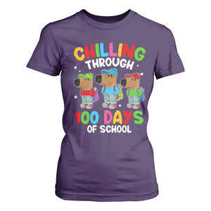 Funny Chilling Through 100 Days Of school T Shirt For Women TS09 Purple Print Your Wear